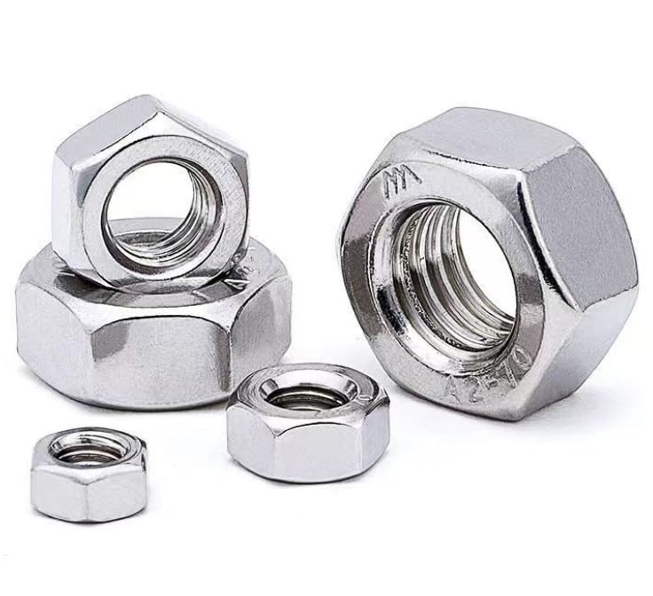 QBJFY M10-1.5mm Hex Nuts, 10Pcs M10 Hardware Nuts 304 Stainless Steel 18-8, Metric Coarse Thread Nuts,Bright Finish, Full Thread - Image 1